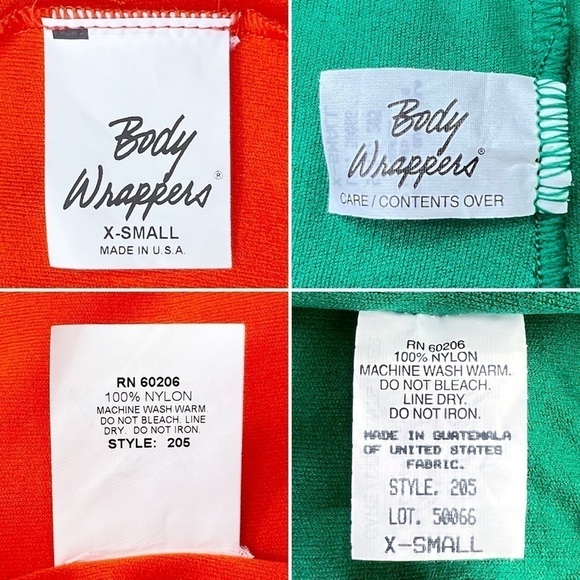 Body Wrappers XS Black Leotard & Leggings +  2 Pair Boy Shorts Orange Green New - Picture 11 of 12